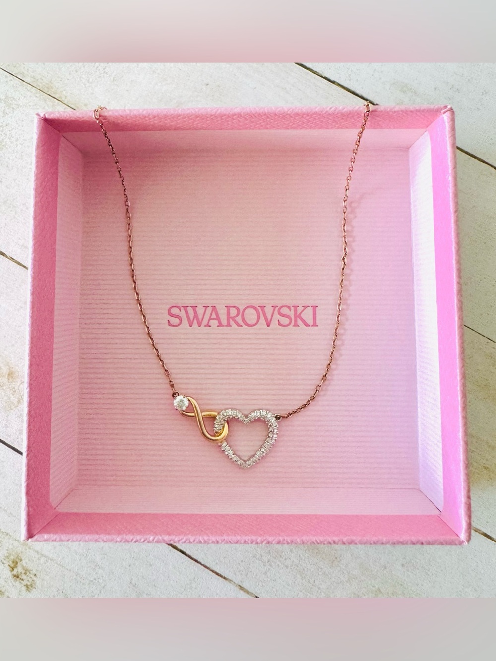 $179 Swarovski Hyperbola Crystal Heart & Infinity Symbol Necklace 5518865